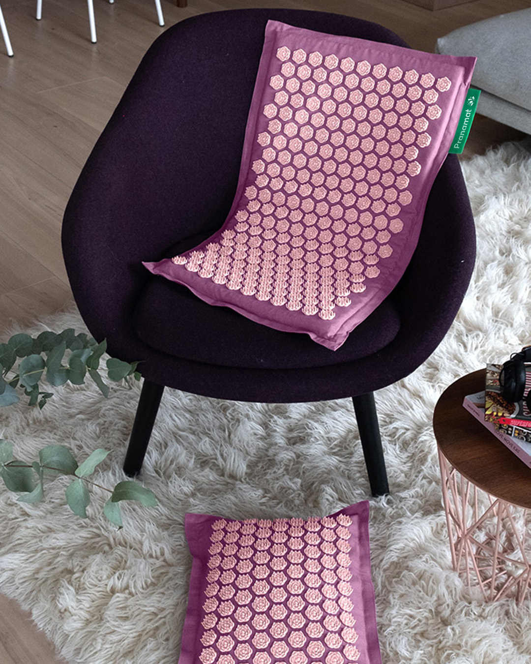 Tapis + coussin (Rose Pétale)